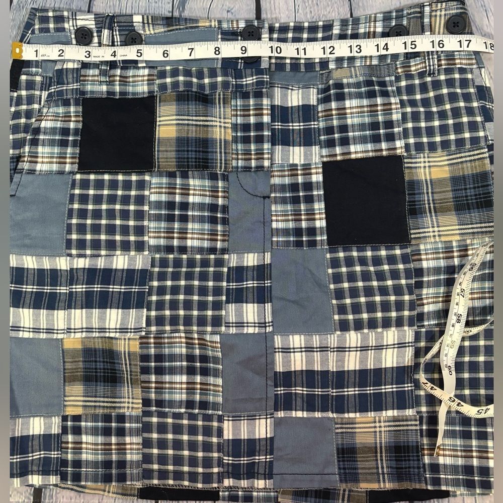 Loft Patchwork White Blue Madras Plaid Coastal Be… - image 6